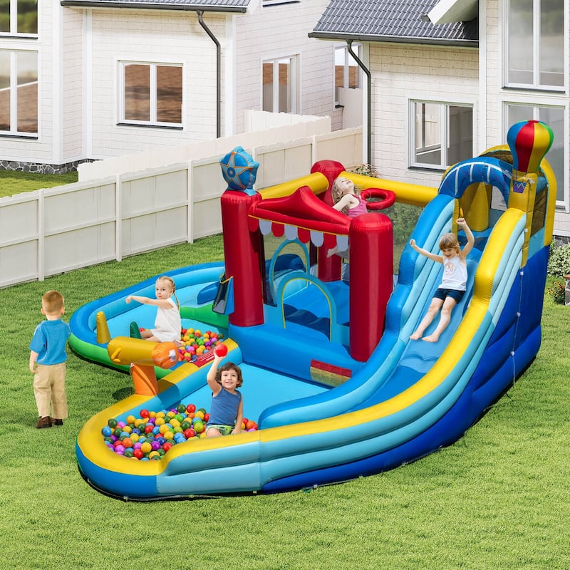 Costway Inflatable Water Park Kids Blow up Water Slide with Splash - Multi-Color - See Details