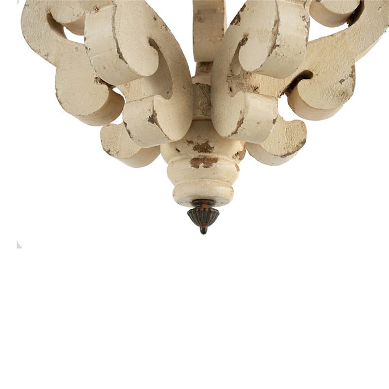 Distressed White Pendant French Country Wood Chandelier