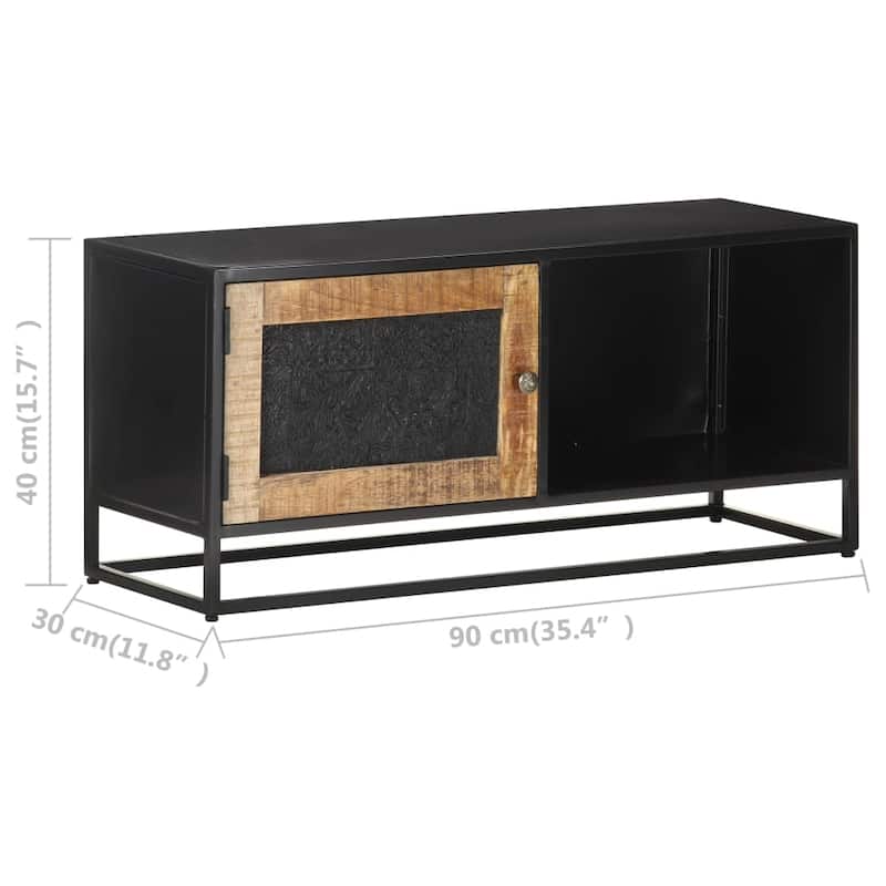 vidaXL TV Stand 35.4"x11.8"x15.7" Rough Mango Wood - 35.4" x 11.8" x 15.7"