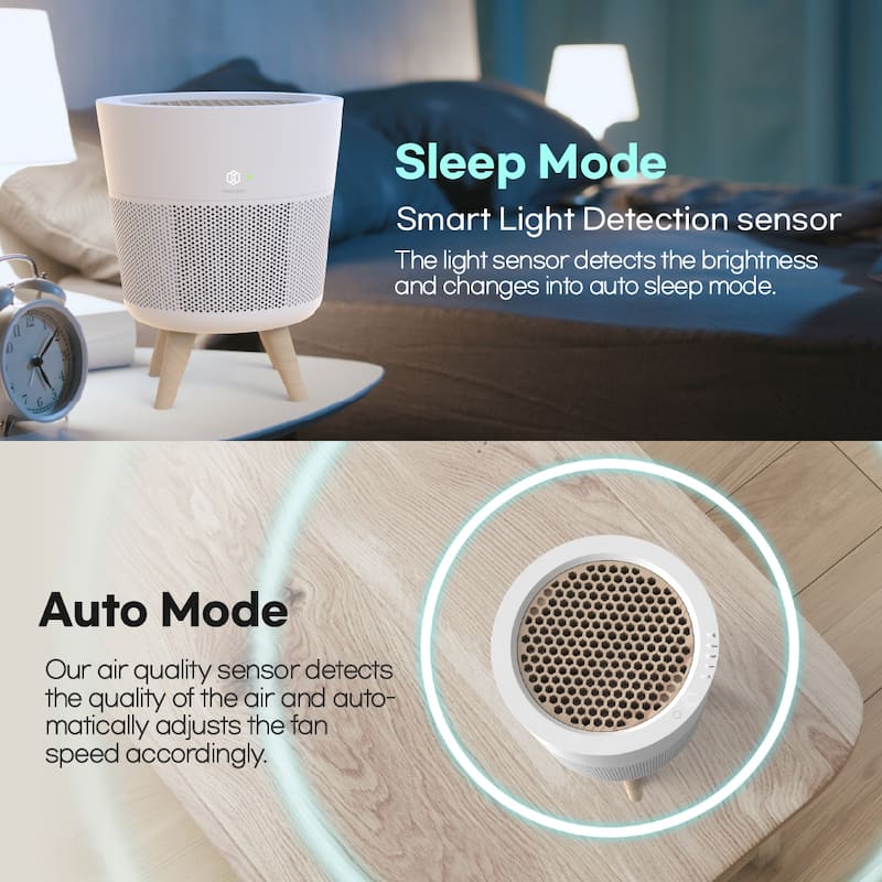 IMUNSEN Office or Bedroom Air Purifier with Cypress Wood Filter and Auto Sleep Mode