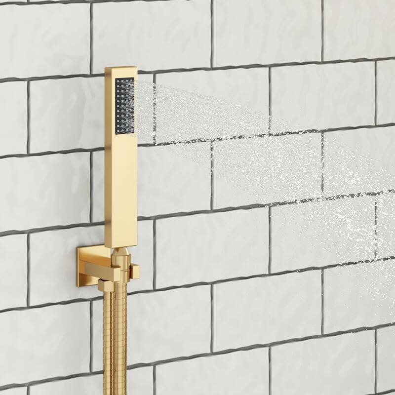 CASAINC Dual Heads 12 Inch Ceiling Mounted Square Shower Head Shower System with Handheld Shower Digital Display Shower