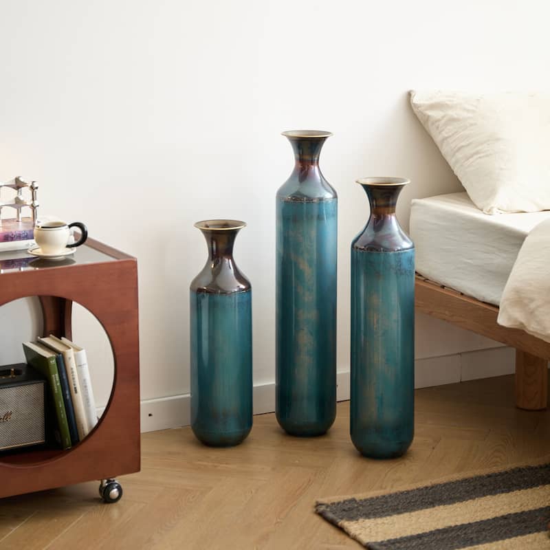 Floor Metal Vase Modern Style Decoration Home Droplet Shaped White Metal Vase 3-Piece Set Gorgeous Home Decoration Glazed Vase
