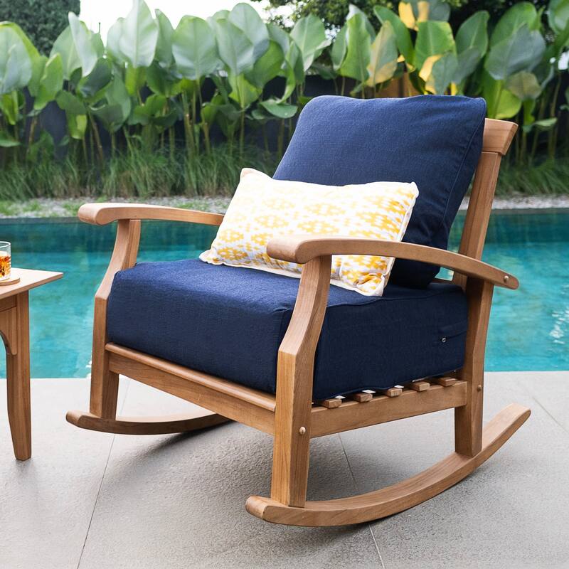 Cambridge Casual Leon 3-piece Teak Patio Rocking Chair Set with Cushion