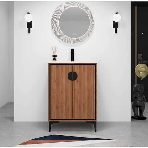 Malwee 24/30 FreeStanding Bathroom Vanity, Floor Stand Bathroom Vanity with Sink,Soft Close Door and Adjustable shelf