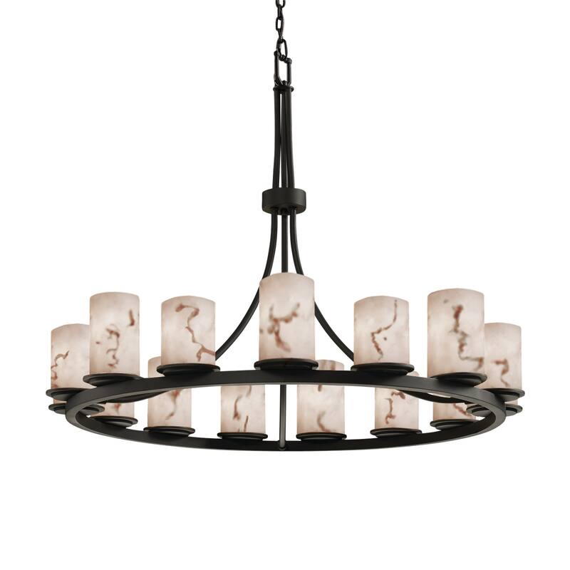 Justice Design LumenAria - Dakota 15-Light 1-Tier Ring Chandelier - Matte Black - Matte Black