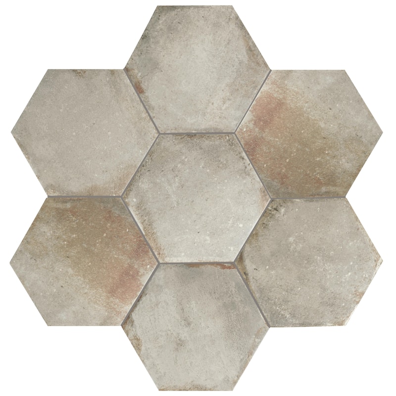 Merola Tile D'Anticatto Hex Grigio 11" x 12-3/4" Porcelain Floor and Wall Tile