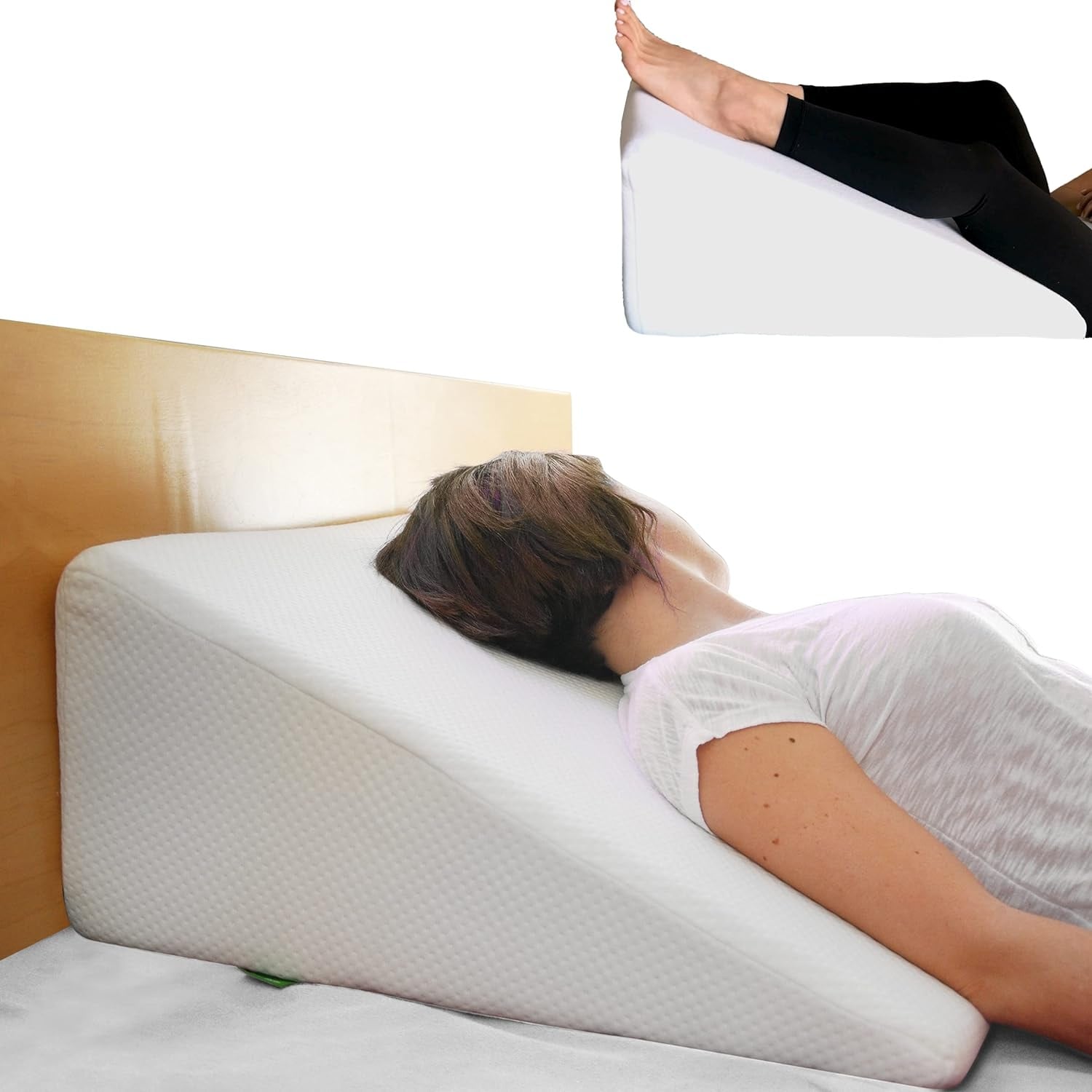 Multipurpose Wedge Pillows for Sleeping Triangle Memory Foam Bed Support Rest for Back Shoulder Neck Discomfort White