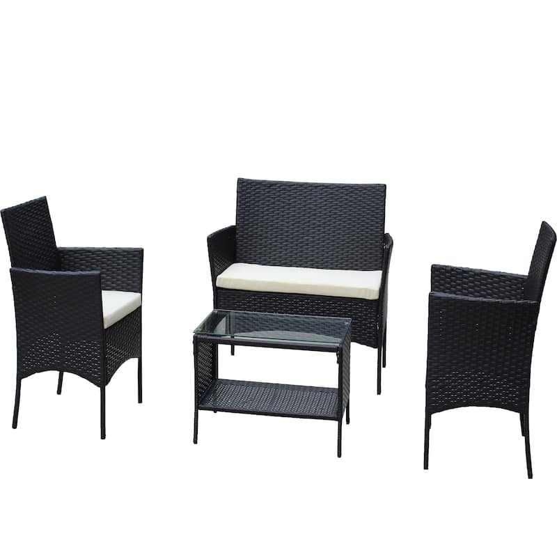 4 PC Rattan Patio Furniture Set