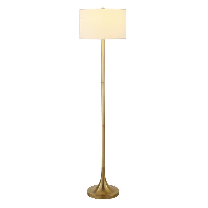 62" Traditional Floor Lamp for Living Room or Bedrom with Metal Base with White Fabric Drum Shade - 62" H x 15" W x 15" D