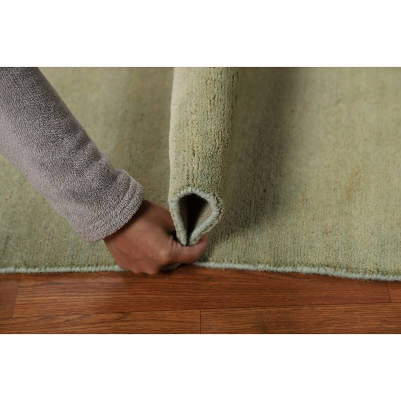 Green Modern Gabbeh Oriental Foyer Rug Hand-Knotted Wool Carpet - 2'7"x 4'1"