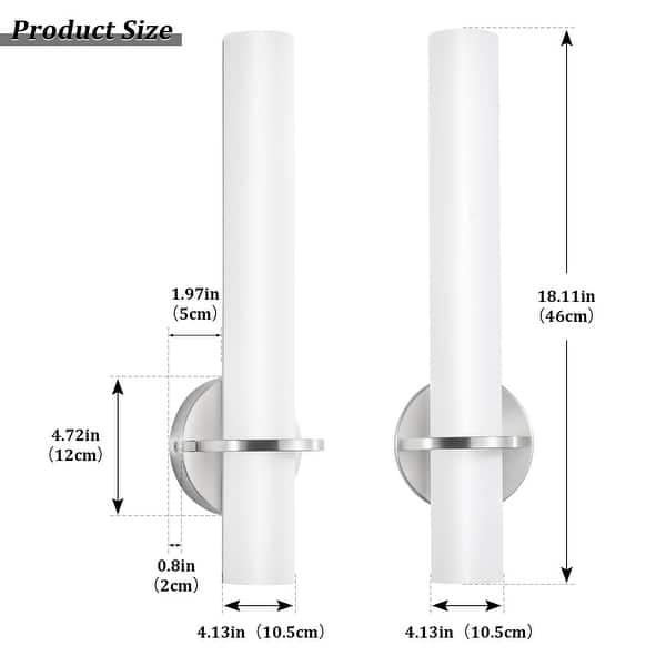 dimension image slide 4 of 5, Modern Wall Sconce 2-Pack Sconce Wall Lighting Acrylic Lampshade 18in Wall Light Fixture