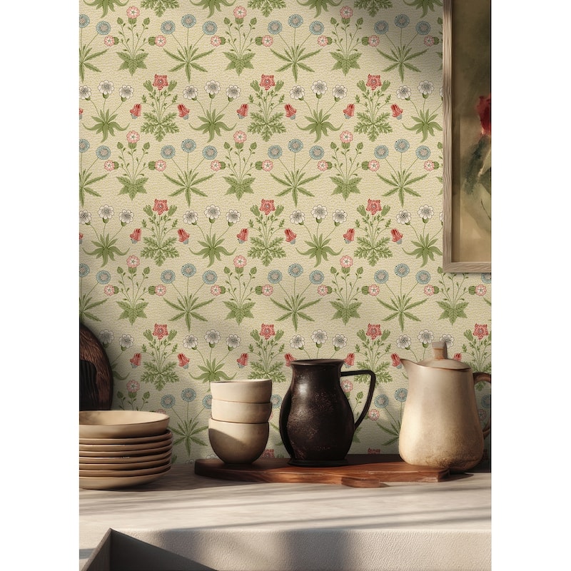 Daisy Fennel and Rose Peel and Stick Wallpaper