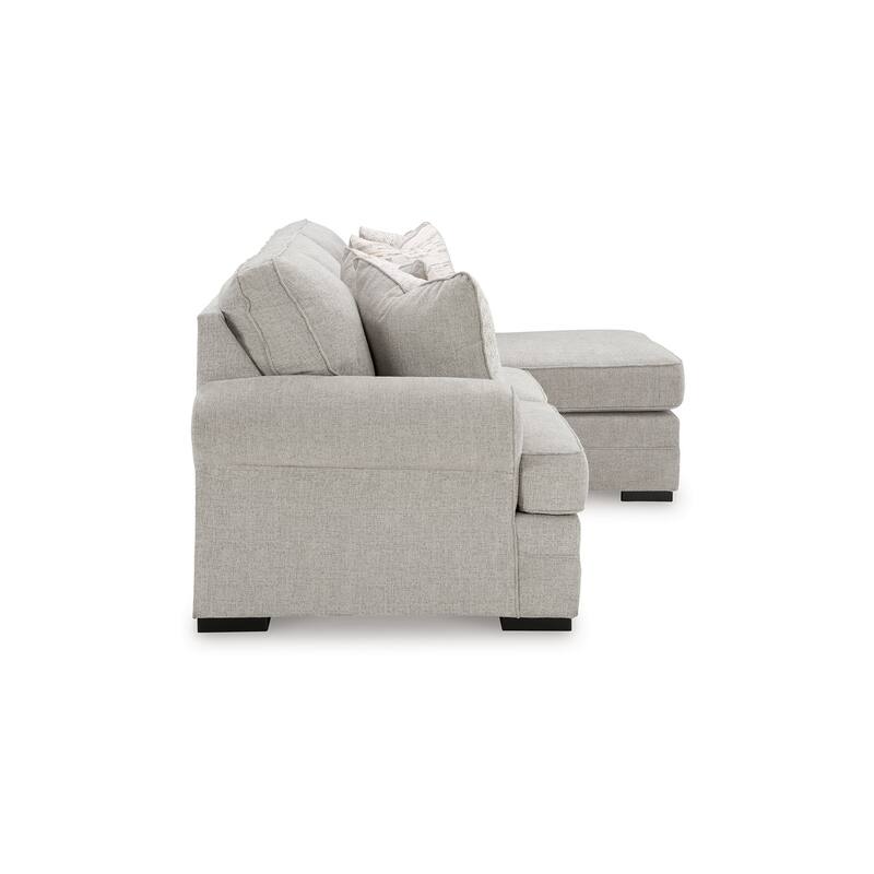 Shelyn Sofa Chaise with 4 Accent Pillows, Sand Gray Polyester 97 Inch