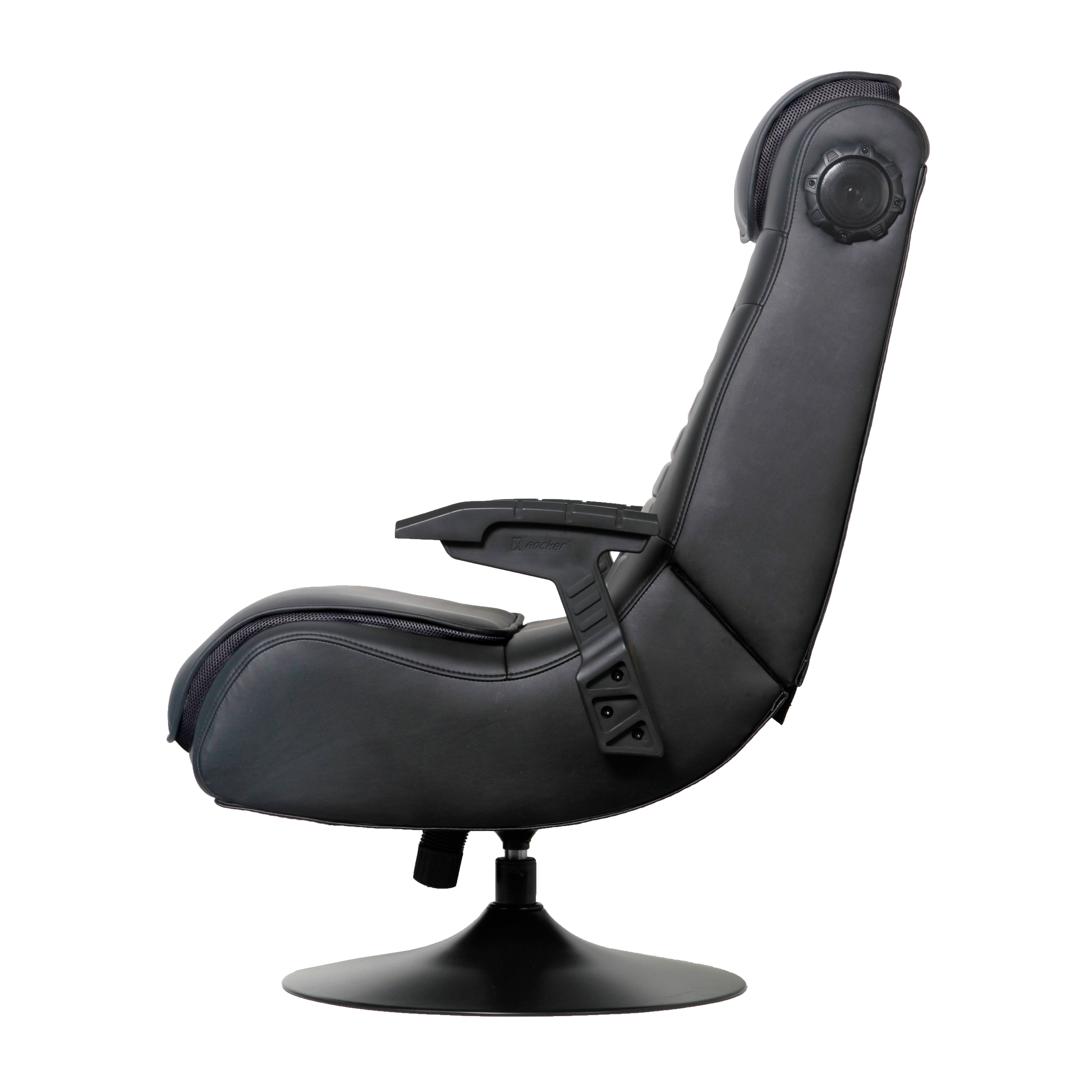 X Rocker Pro Series+ 2.1 Dual Vibrating Black Leather Foldable Video Gaming  Chair with Pedestal Base and Headrest