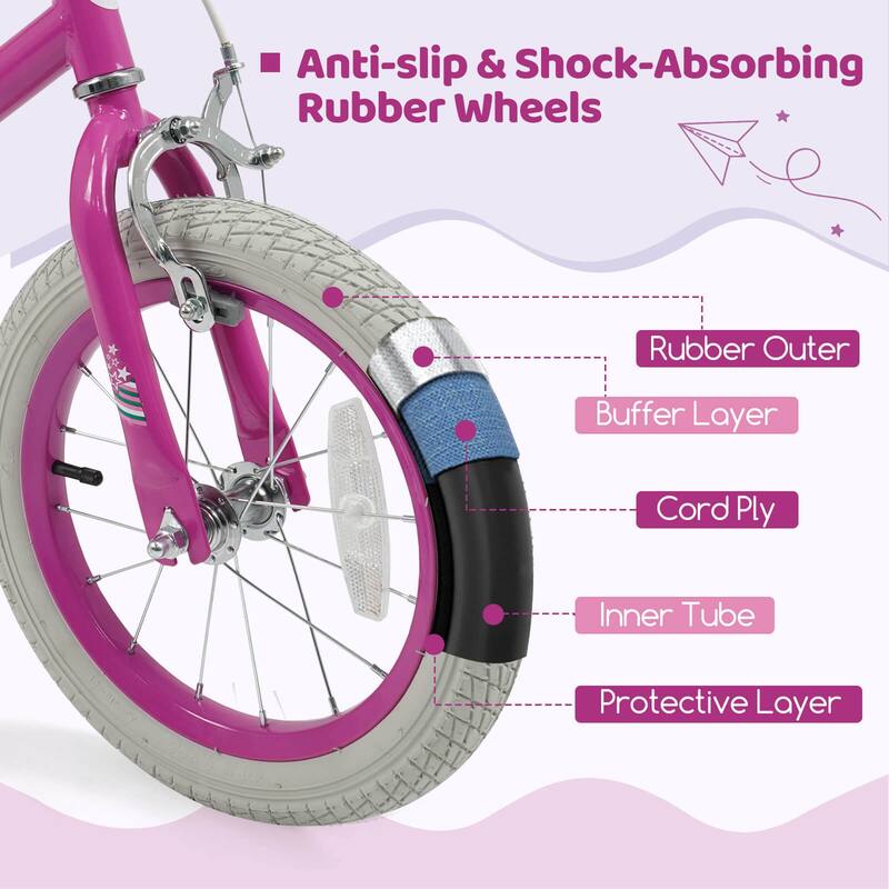 Costway 12”/14”/16”/18” Kids Bicycle with Dual Brake System Adjustable