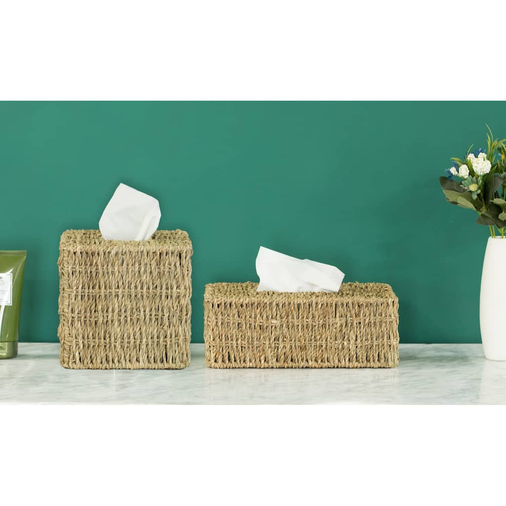 Natural Woven Seagrass Wicker Tissue Box Cover Holder