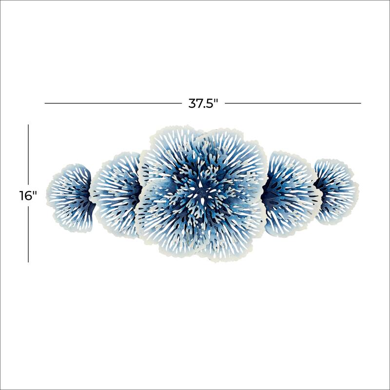 Blue Metal 3D Floral Home Wall Decor