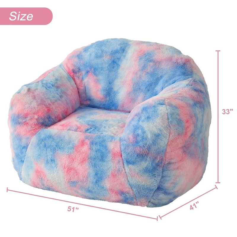 Faux Fur Bean Bag Chair Cozy Sofa Gaming Reading in Living Room, Blue