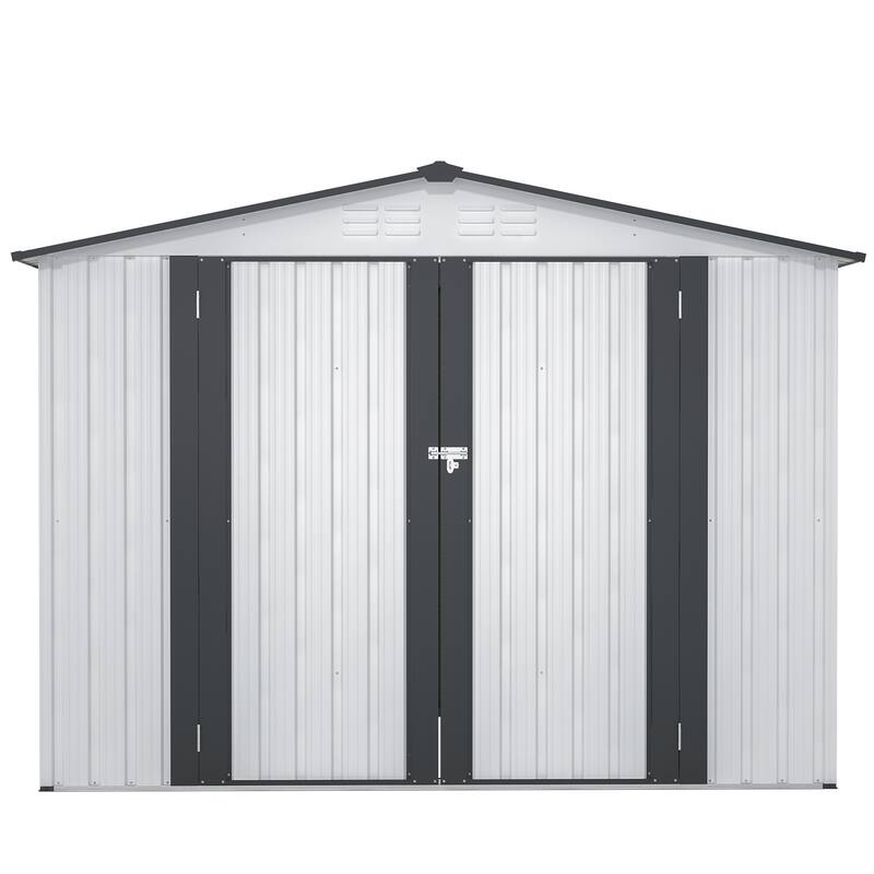 GDFStudio - Eleanor Spacious Outdoor All-Weather Metal Storage Shed with Secure Double Doors - 8 x 6 ft