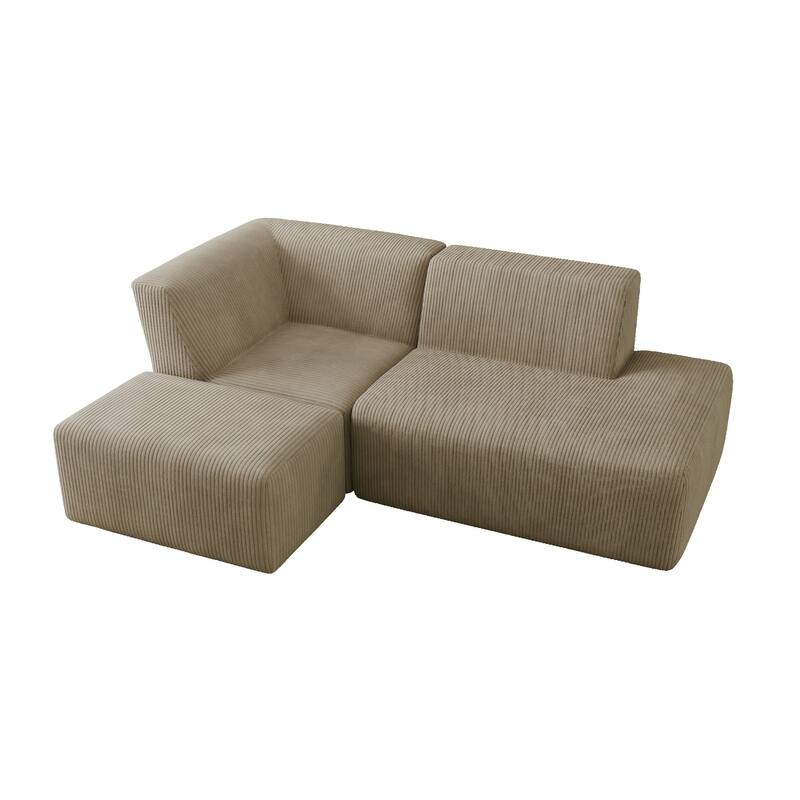 Corduroy Fully Sponge Molded Modular Sectional Sofa with Ottoman