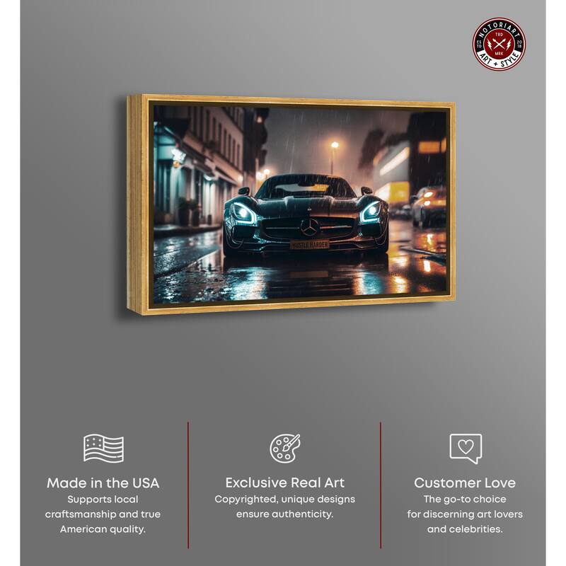 Notoriart Drive Through The Town Framed Car 1 Piece Canvas Wall Art