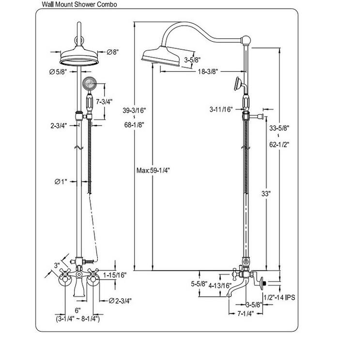 Kingston Brass Vintage Clawfoot Tub Faucet Package with Shower Combo