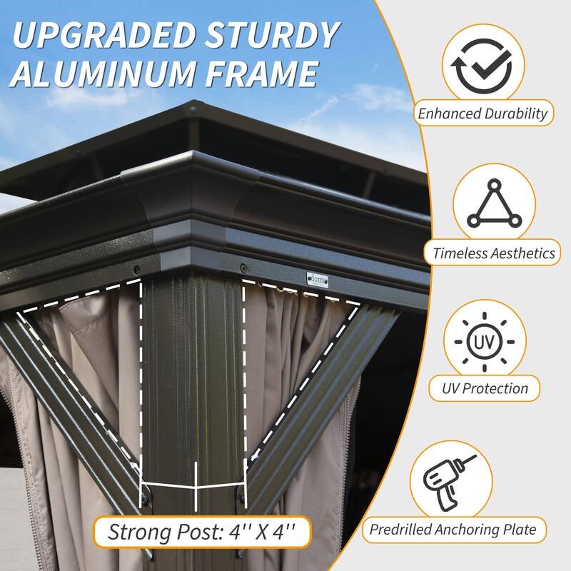 Domi Hardtop Gazebo with Galvanized Steel Double Roof and Aluminum Frame