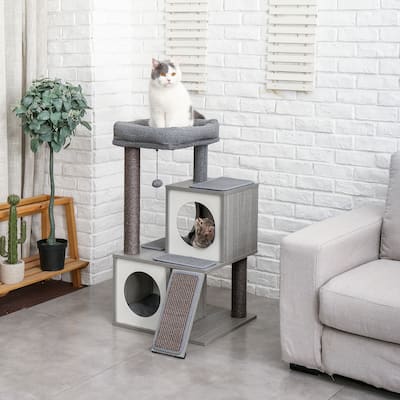 34 Inches Cat Tower with Double Condos