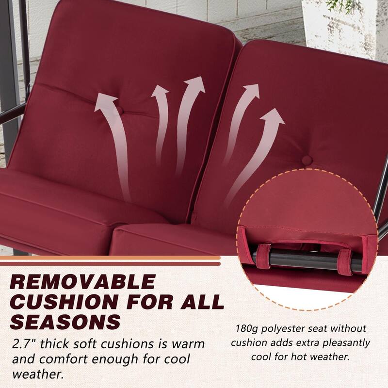 AECOJOY 2-Seat Porch Swing Chair, Patio Swing Chair w/ Cushions