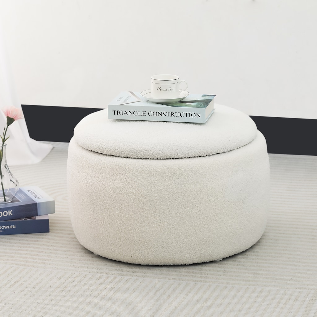 Adeco Storage Ottoman 23" Velvet Coffee Table for Living Room Bedroom