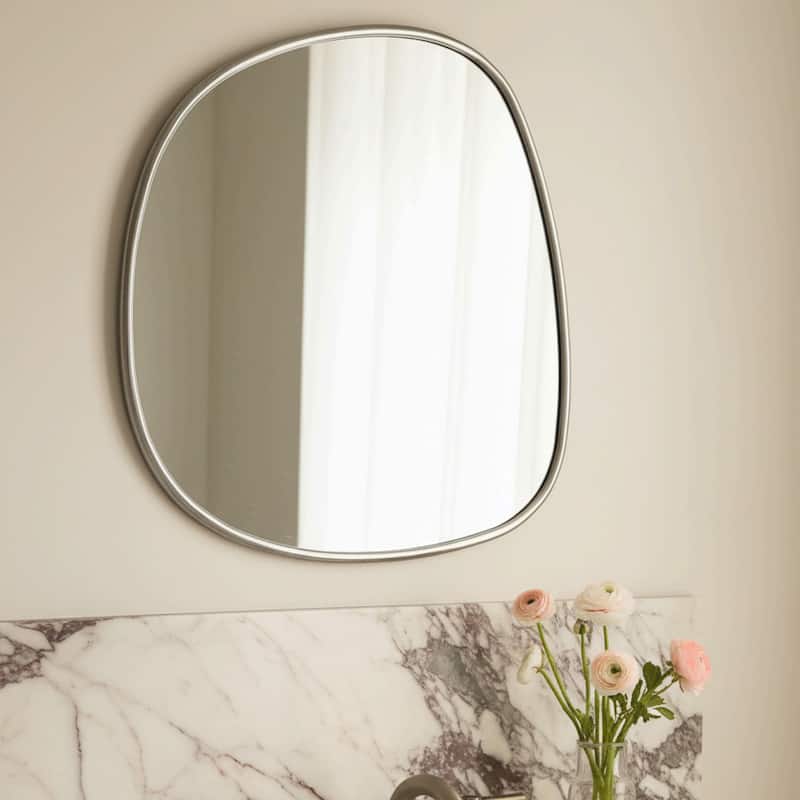 TEHOME Asymmetrical Irregular Shaped Mirror Antiqued Gold Asymmetrical Accent Mirror Irregular Bathroom Wall Mirror 27" x 27"