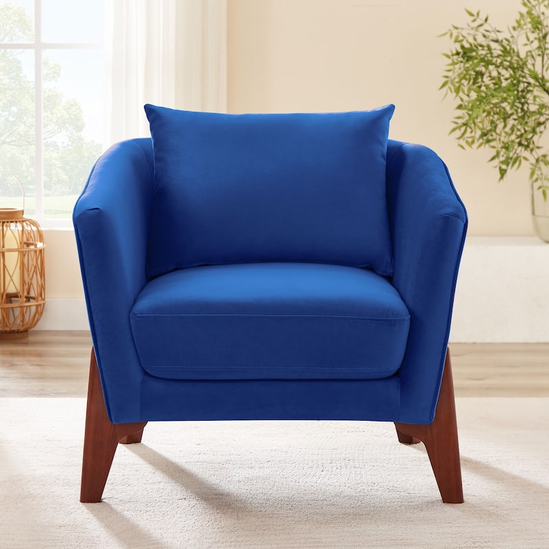 VANOMi 30.7 Inch Mid-century Modern Wide Upholstered Accent Armchair with Rubber Wood Legs