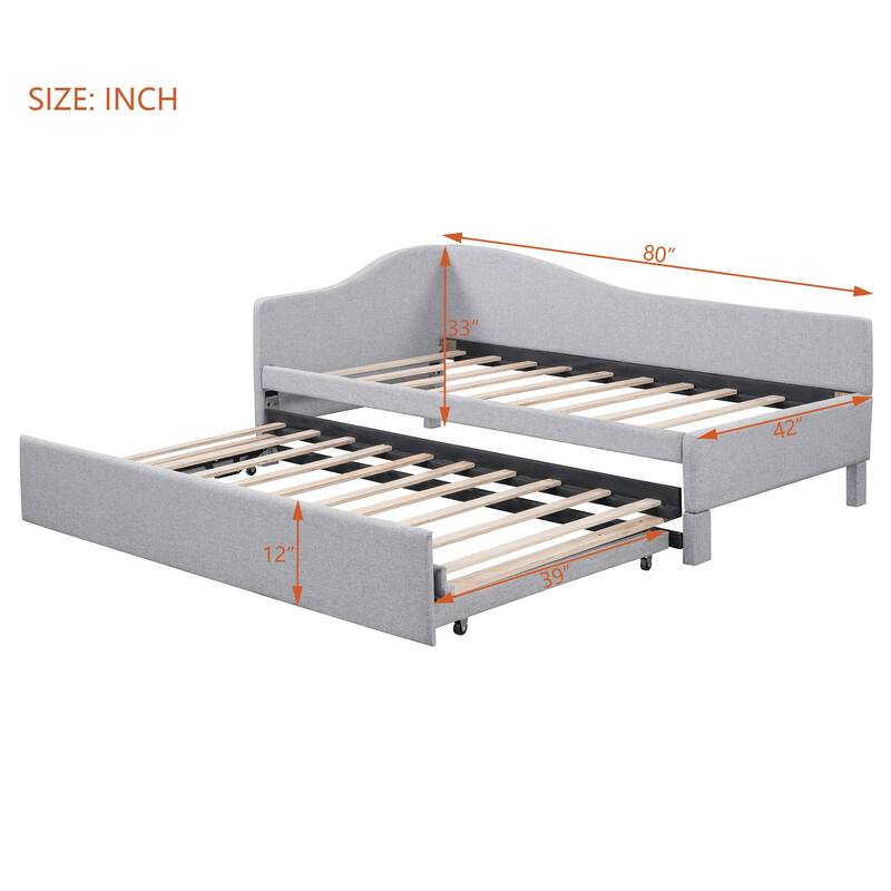 Twin Size Upholstered Daybed with Pop Up Trundle