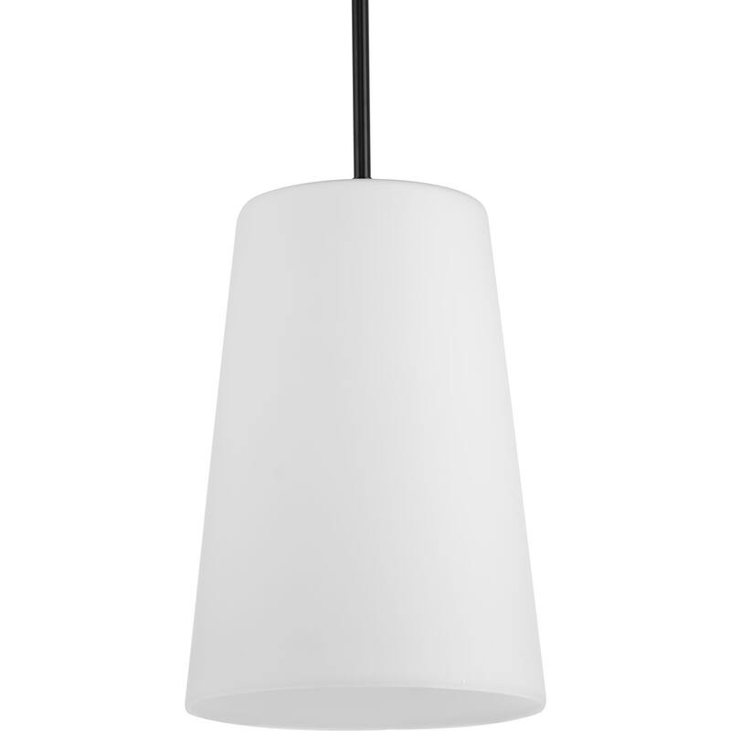 Clarion Collection One-Light Matte Black Etched White Transitional Pendant - 10.5 in x 10.5 in x 15.87 in