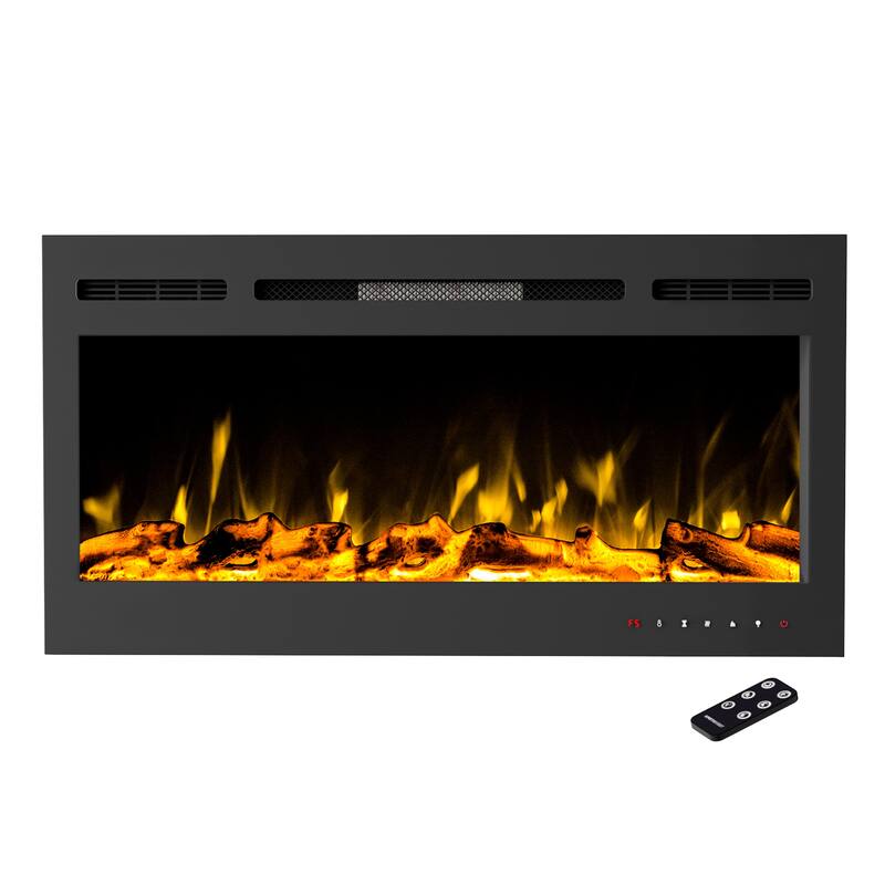 Hastings Home 36-Inch Electric Fireplace, Black - 36" x 21.5" x 5.5"