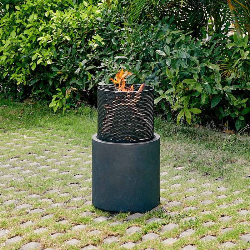 Danya B. 22 inch Wood Burning Faux Stone Fire Column