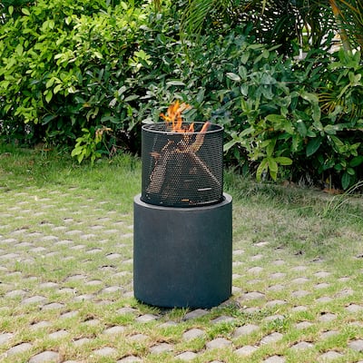 Danya B. 22 inch Wood Burning Faux Stone Fire Column
