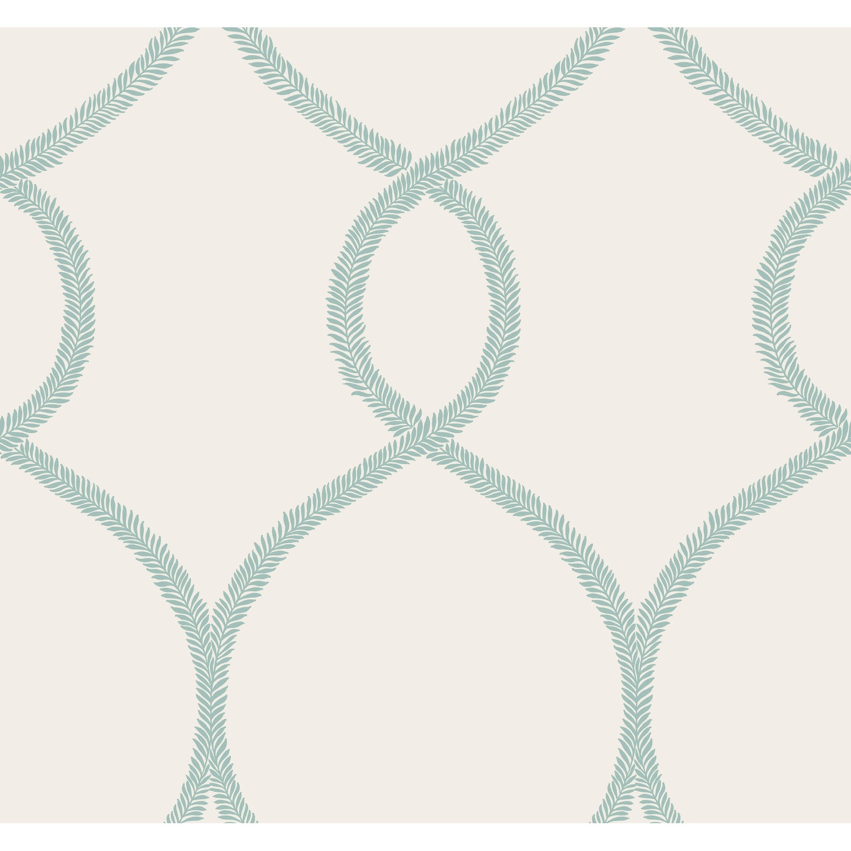 Ronald Redding Laurel Leaf Ogee Teal Wallpaper