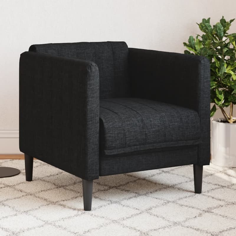 vidaXL Sofa Chair Upholstered Armchair Seating Living Room Faux Suede Leather - Black Sofa - 30.1 x 27.2 x 29.3 in