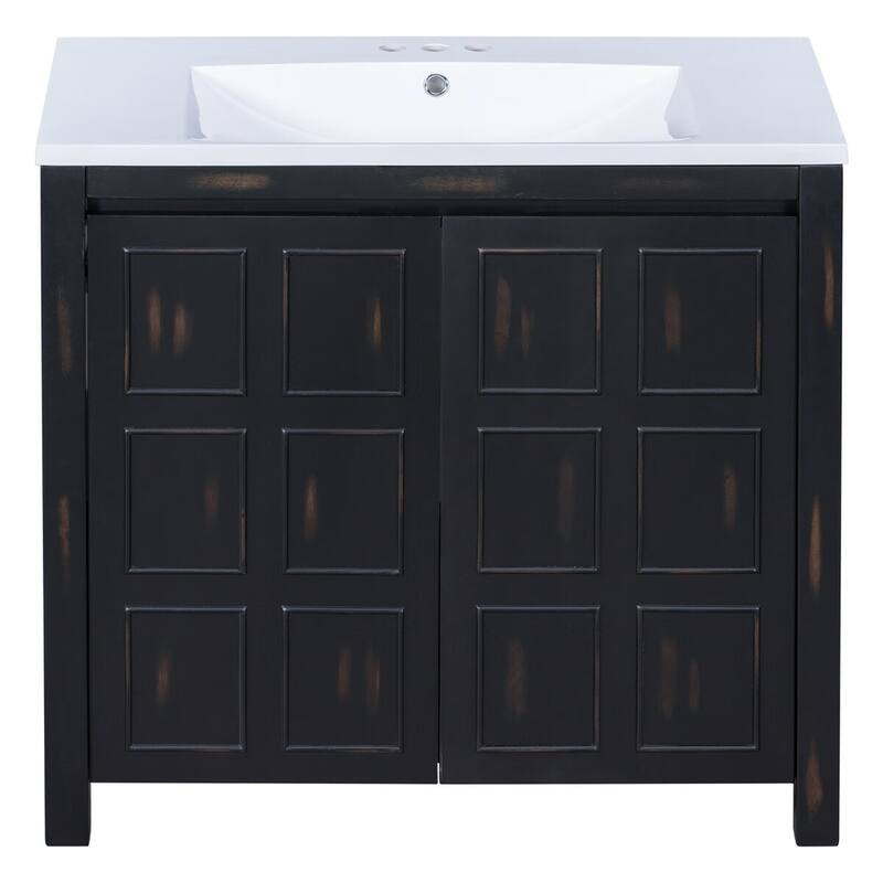 Merax 36" Retro Espresso Bathroom Vanity with Single Sink
