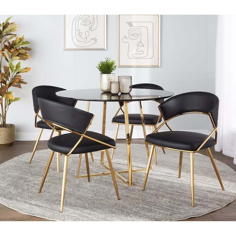 Silver Orchid Tatyana Gold Upholstered Dining Chair (Set of 2)
