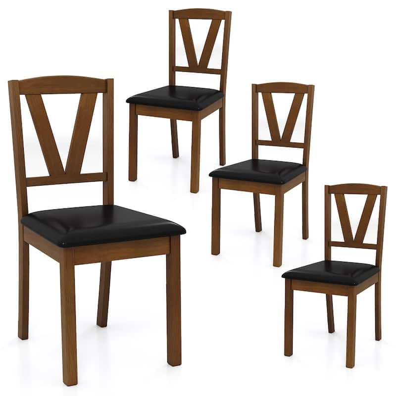 Costway Dining Chairs Set of 2/4 PU Leather Dining Room Chairs with - 4 pcs - Set of 4