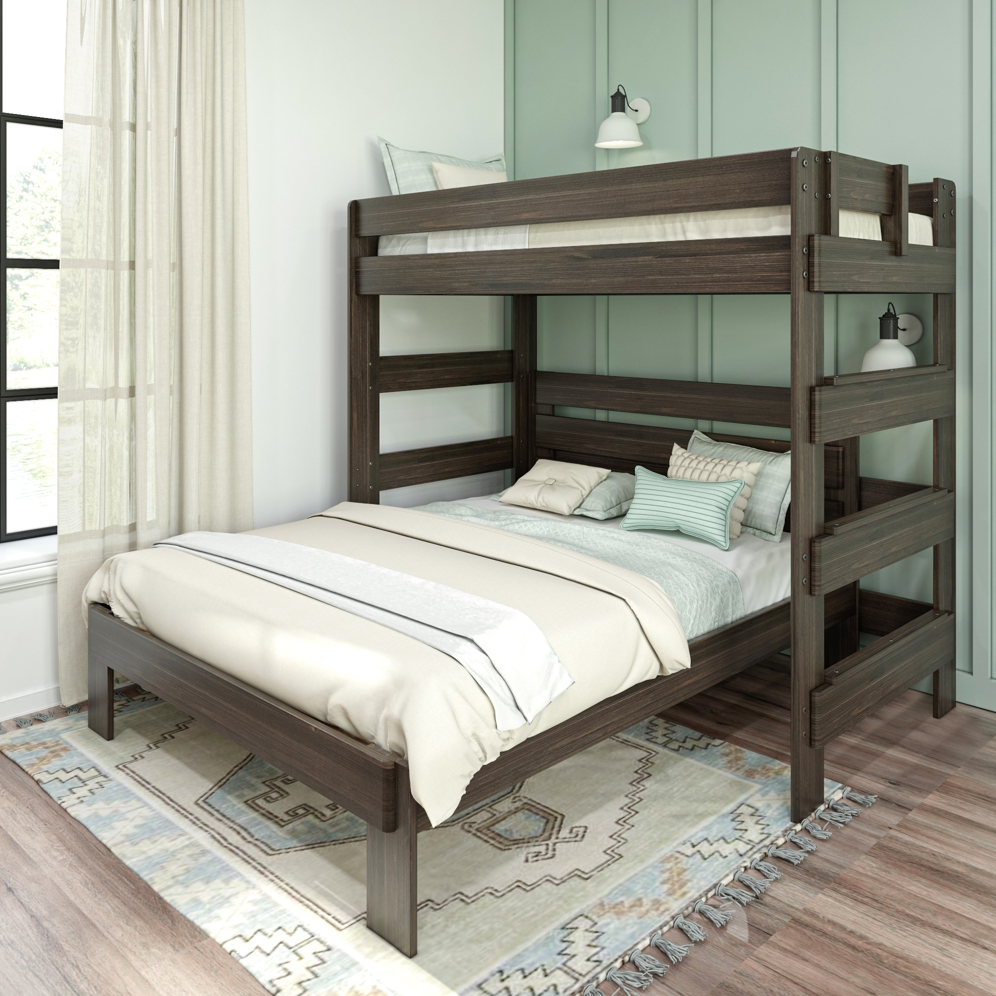 Farmhouse Twin over Queen L-Shaped Bunk Bed
