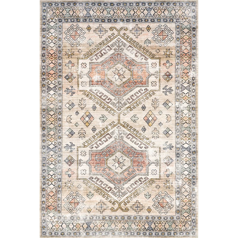Nuloom Mae SpinClean Tribal Motif Machine Washable Area Rug