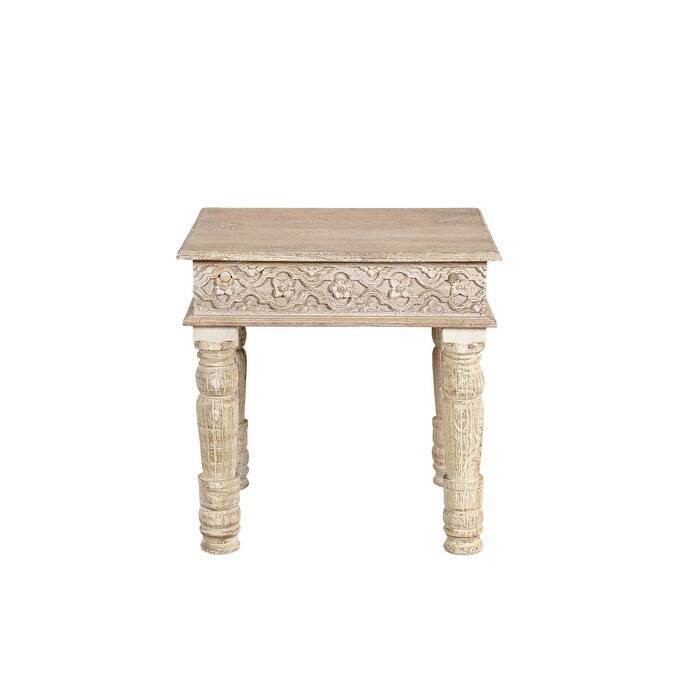 HomeRoots 24" Natural Distressed Solid Wood Square End Table - 24
