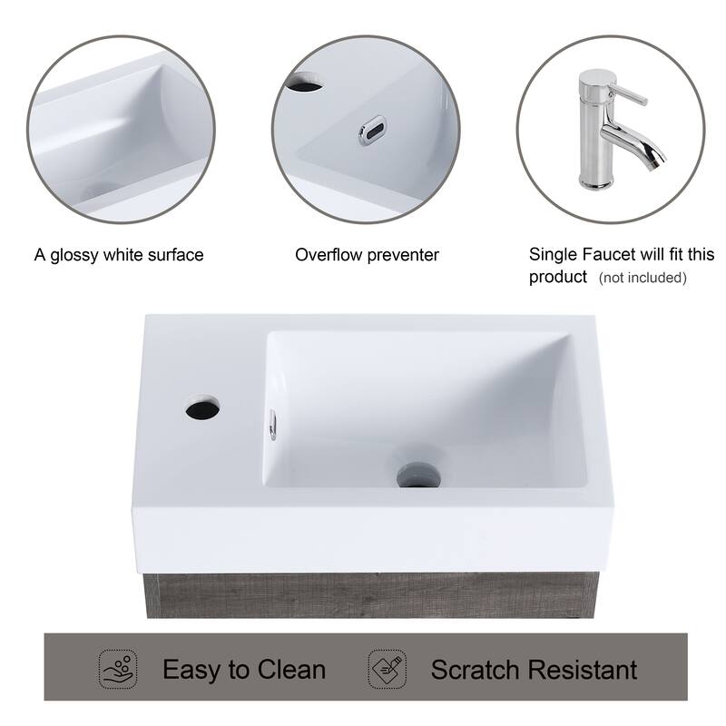 18 Inch Single Sink Bathroom Vanity with Soft Close Door, 18x10