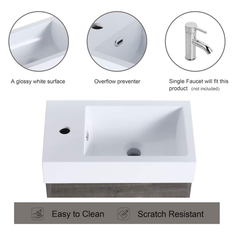 BNK 16/18 Inch Single Sink Bathroom Vanity with Soft Close Door