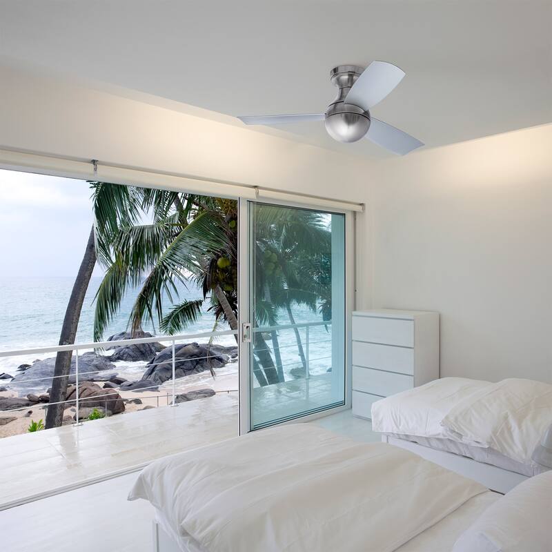 Orb 3-Blade 54in Smart Compatible Flush Mount Ceiling Fan in Matte White with Remote Control