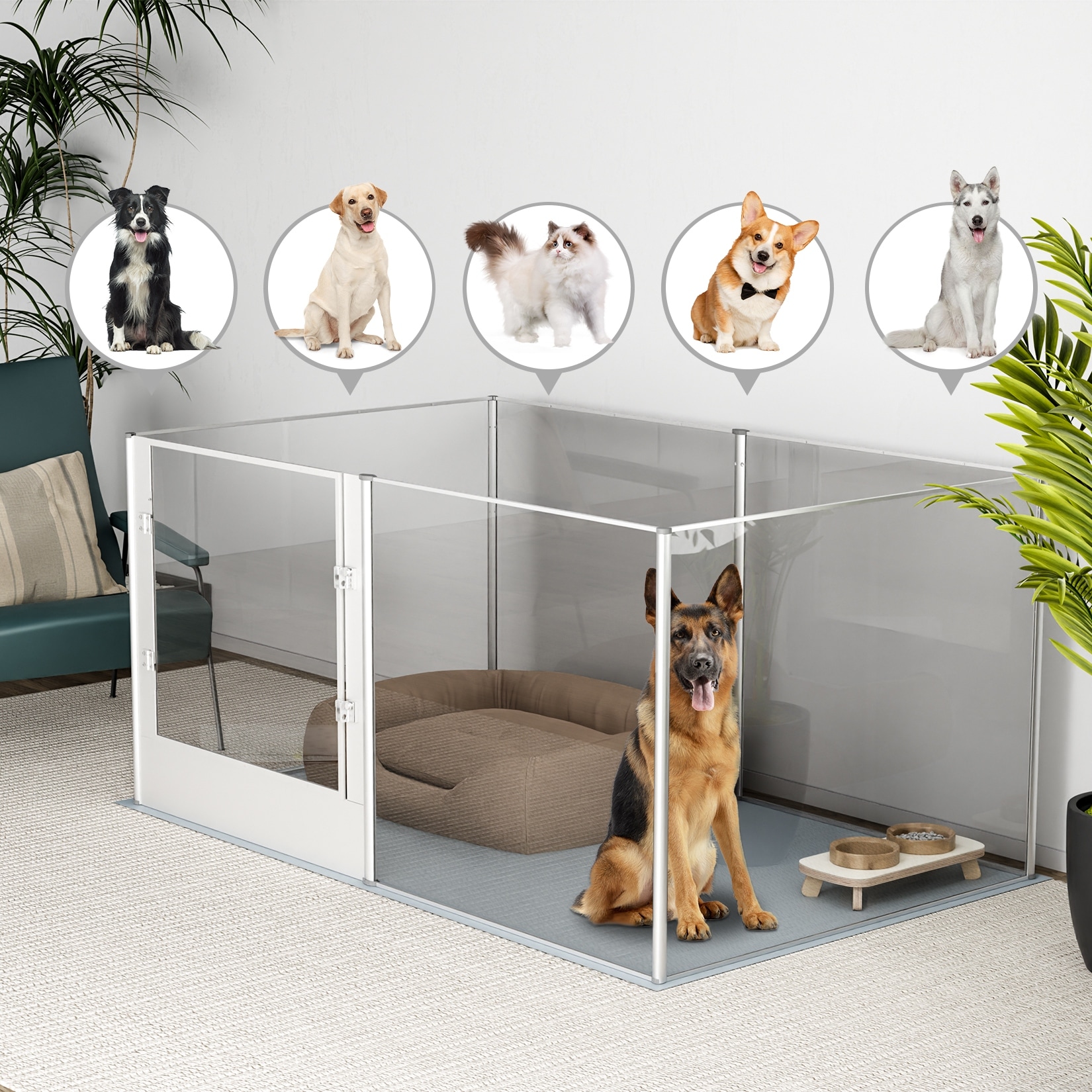 Acrylic Dog Playpen Fence Exercise Play Pen for Cats, Puppies, Rabbits