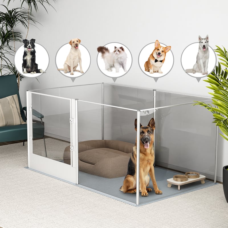 Acrylic Dog Playpen Fence Exercise Play Pen for Cats, Puppies, Rabbits - 64"x40.3"x31.5"